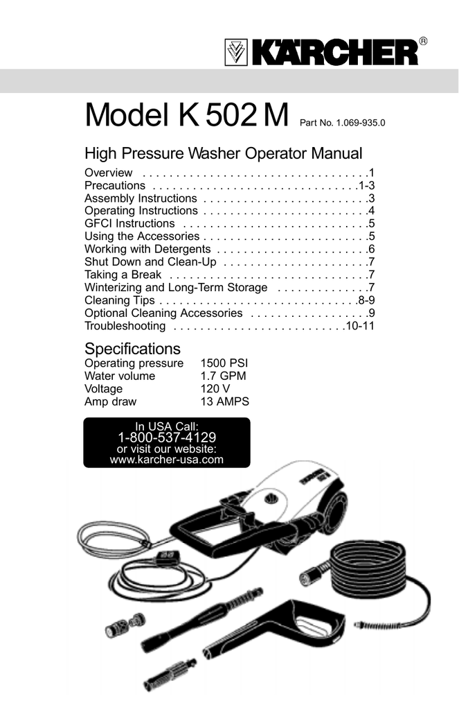 Karcher High Pressure Cleaner User Manual
